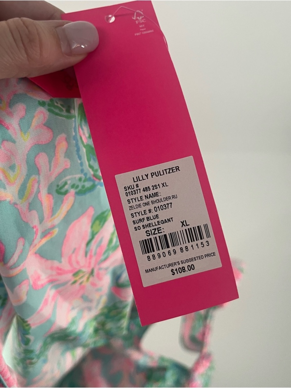 Lilly Pulitzer Zeldie One Shoulder Ruffle Top Surf Blue So Shellegant XL NWT - Picture 8 of 10